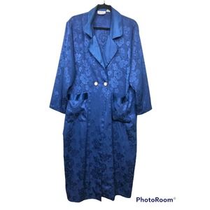 Vintage Gold Label Victoria’s Secret Sz S Navy Blue Paisley Floral Robe Long